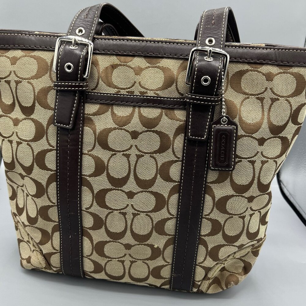 COACH MEDIUM TOTE BROWN JACQUARD H0832-F12645 HANDBAG